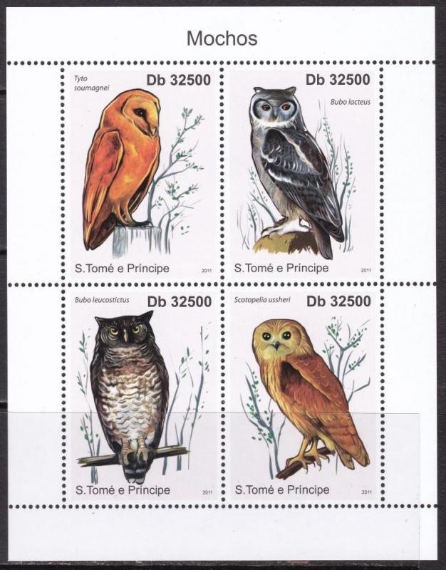 Sao Tome and Principe, Fauna, Birds, Owls MNH / 2011