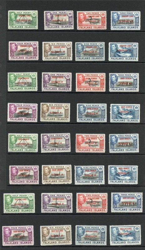 Falkland Is Dep SGA1/D8 KGVI Overprint Set M/M Cat 88 pounds 