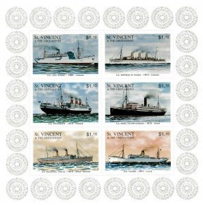 St. Vincent 1996 - SC# 2349 Ships, Boats, Nautical - Sheet of 6 Stamps - MNH