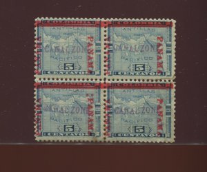 Canal Zone 2 Mint Block of 4 Stamps with COLON BETWEEN BAR & PANAMA VAR  PF CERT