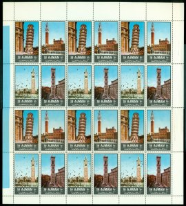 Ajman 1972 Mi#2074-2077 Sights of Italy sheet (folded) MUH