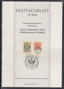 Ersttagsblatt 17/78 Scott 1281-2  -Stamp Day