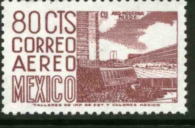 MEXICO C422, 80c 1950 Def 7th Issue Fluor printing FRONT NH