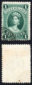 Queensland SG161 One Pound Deep Green wmk 10 Cat 85 pounds