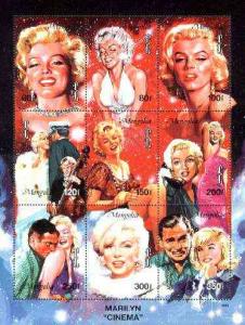 Mongolia 1995 Marilyn Monroe composite perf sheetlet cont...