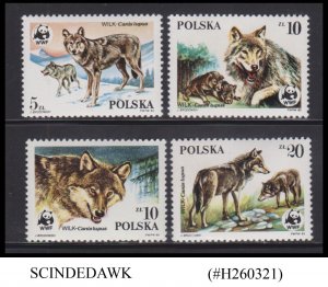 POLAND - 1985 WOLF / ANIMALS WORLD WILDLIFE FUND WWF - 4V - MINT NH