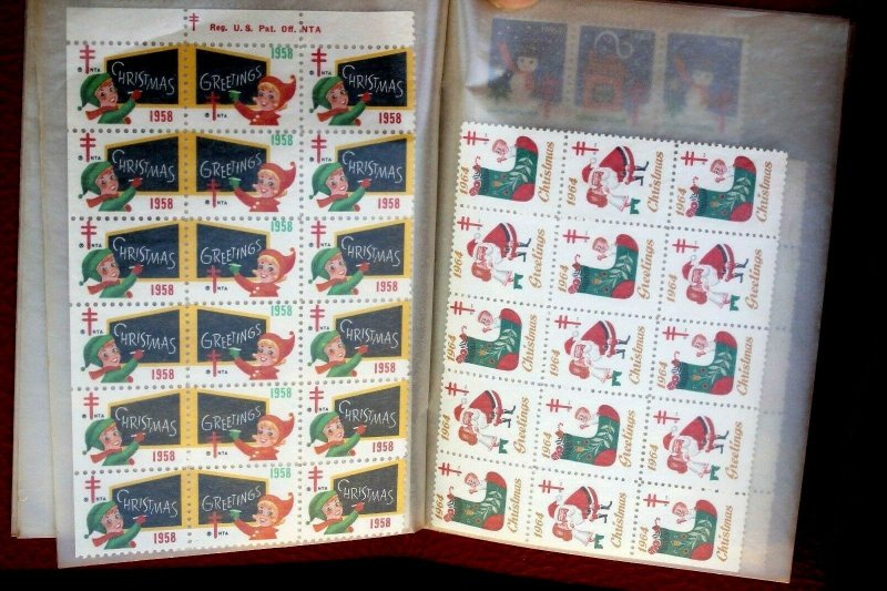 US STAMP COLLECTION MNH CHRISTMAS SEALS 16 DIFFERENT BLOCKS (243 Stamps)