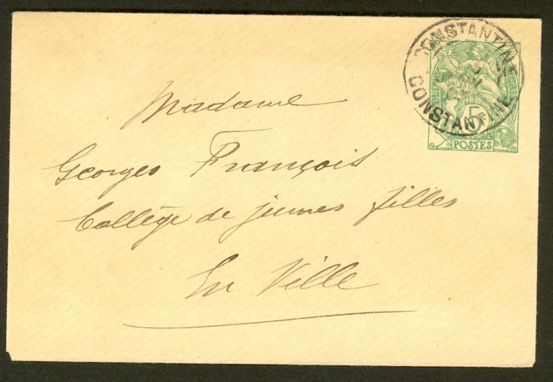 FRANCE USED IN ALGERIA 1903 5c Postal Stationery Envelope Mi. U12a VFU