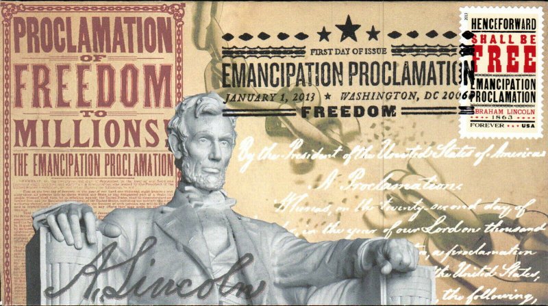 2013 FDC Empancipation Proclamation Scott #4721 1 January Mission 57