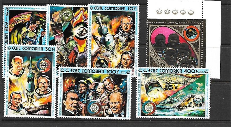 COMORO ISL Sc 156-62 NH ISSUE OF 1975 - SPACE - APOLLO-SOYUZ 