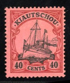 German Colonies, Kiauchau #28 Cat$90, 1905 40c lake and black, hinged, signed...