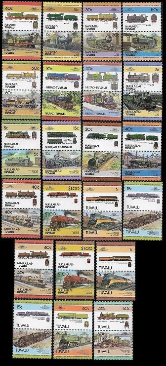 Small Collection of Tuvalia Stamps  (locomotives)  MNH