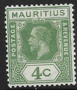 MAURITIUS SG226c 1932 4c GREEN DIE I MTD MINT