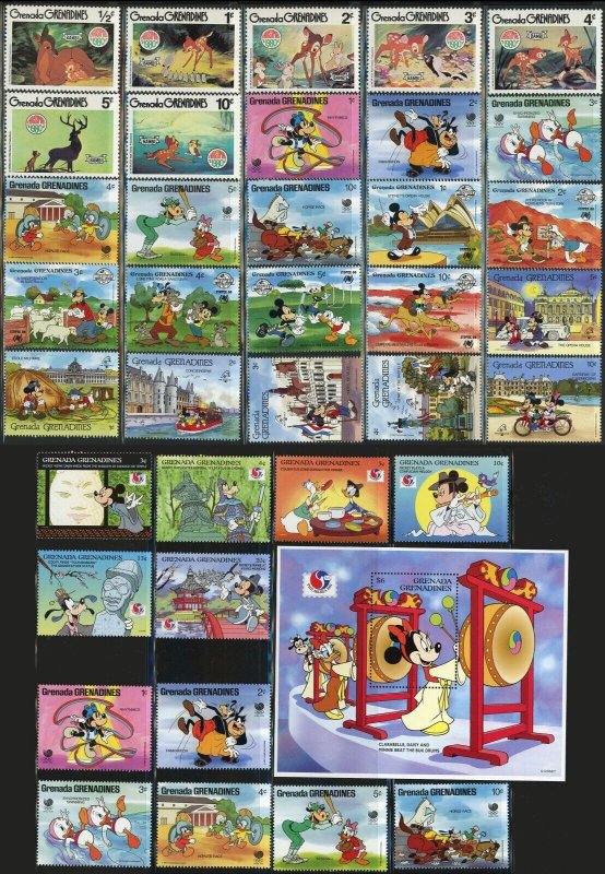 Grenada Grenadines Disney Animation Cartoons Topical Postage Stamp Collection NH