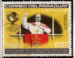 Paraguay  Scott  909 Used Pope airmial stamp