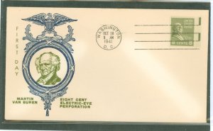 US 813EE 1941 8c Martin Van Buren (presidential/prexy series) experimental electric eye printing process, single on an unaddress