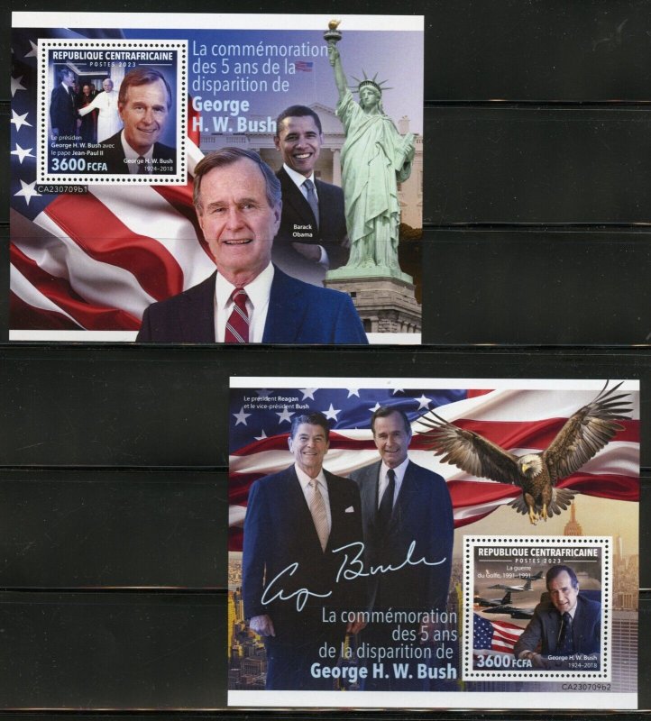 CENTRAL AFRICA 2023 5th MEMORIAL ANNIVERSARY OF GEORGE H.W. BUSH S/S SET MINT NH