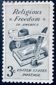 United States #1099 Religious Freedom (1957).  Unused. Minor gum damage.