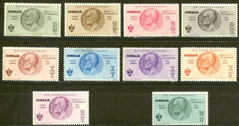 Somalia Sc# CB1-CB10 MH 1934 Air Post Semi-Postals