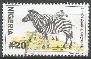 NIGERIA, 2001, used 20n, Grant’s zebras, Scott 732