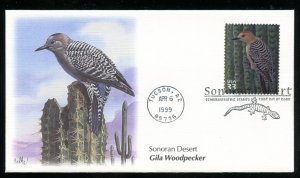 US 3293j Sonoran Desert Gila woodpecker UA Fleetwood cachet FDC