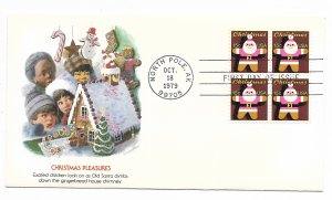 US 1800 15c Christmas Santa blk 4 on FDC Fleetwood Cachet Unaddressed ECV $12.50