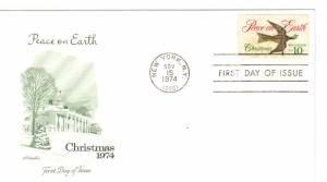 US 1552 10c Christmas Dove on FDC Artmaster Cachet Unaddressed ECV $10.00