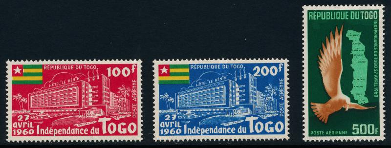 Togo C31-3 MNH Bird, Architecture, Independence, Flag, Map