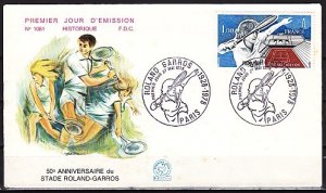 France, Scott cat. 1612. Tennis Player & Court issue. First day cover. ^