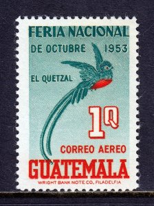 GUATEMALA — SCOTT C196 — 1953 1q QUETZAL HIGH VALUE AIRMAIL — MLH — SCV $25