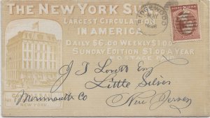 1885 Advertising, New York Sun, Bridgewood, NY to Little Solver, NJ ... (56725)