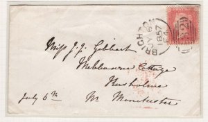 GB 1854 1d red star on neat 1857 cover to Manchester, scarce Brighton doubly s