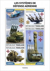 Togo - 2022 Air Defense Systems - 4 Stamp Sheet - TG220233a
