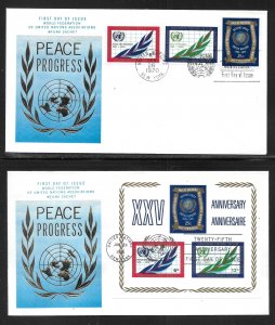 United Nations NY 209-211 25th UN WFUNA Cachet FDC First Day Cover