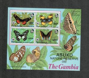 Gambia Sc#404-407, 407a M, Complete Set Butterfly Stamps, Cv. $162