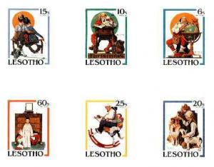 Lesotho 1981 Christmas Paintings by Norman Rockwell proof...