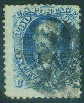 USA Scott 72 90c Blue 1861-2 Washington stamp CV $600