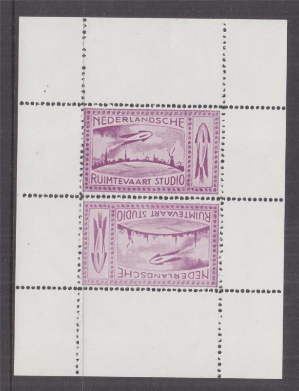 NETHERLANDS, 1946 Rocket Mail, Ruimtevaart, Purple in tete-beche sheet.