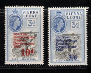 SIERRA LEONE  Scott # 245, 247 MH - QEII With Overprint