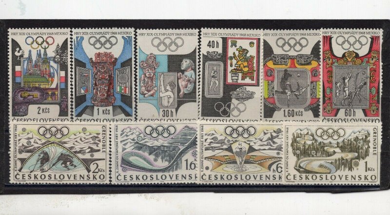 CZECHOSLOVAKIA 1968 OLYMPICS SET OF 10 STAMPS MNH