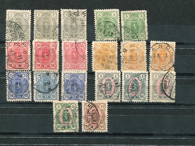 Finland #38-45 Used with plate varieties - Lakeshore Philatelics