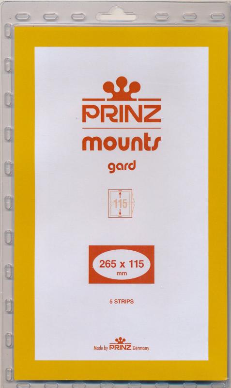 Prinz Scott Stamp Mount 115/265 mm - BLACK (Pack of 5)  (115x265 115mm)  STRIP  