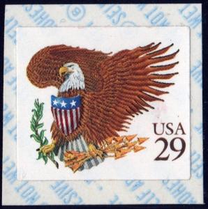 SC#2595 29¢ Eagle & Shield Affixing Machine Single (1992) SA