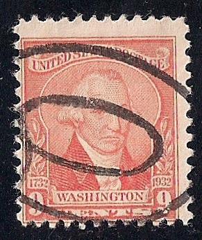 714 9 cent Washington, Williams, Pale Red Stamp used AVG