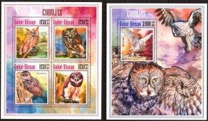 Guinea Bissau 2013 Birds Owls sheet + S/S MNH