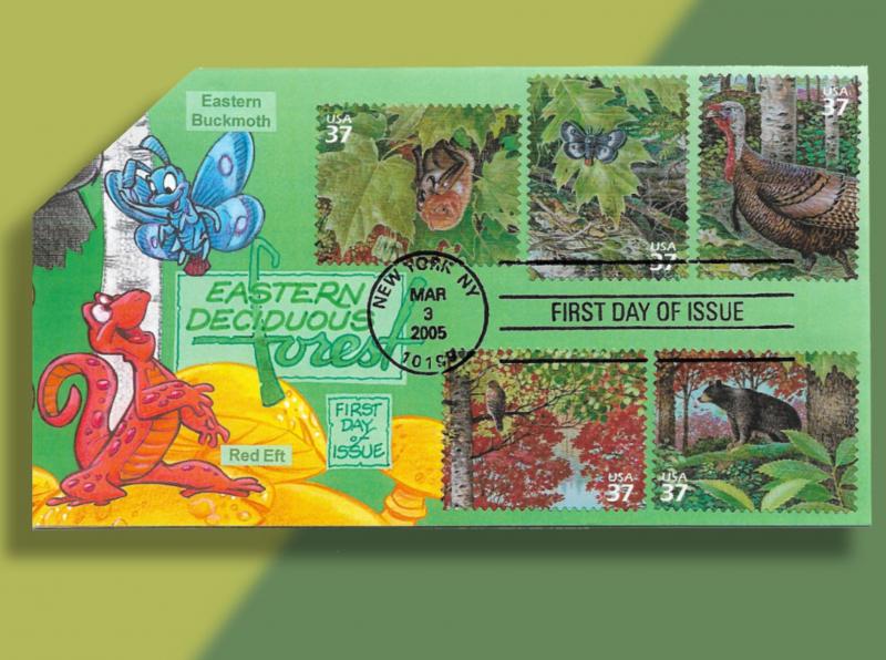 Weasels and Turkeys and Bears! Oh My! All 10 Deciduous Forest Critters on 2 FDCs