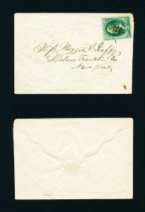 # 147 on fancy Valentine cover from Smithown, NY to Malone, NY - 2-14-1870s