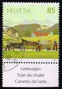 Switzerland 2009,Sc.#1361c used Bull and Horse Drawn Cart