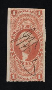 EXCELLENT GENUINE SCOTT #R66a F-VF 1862-71 RED 1ST ISSUE CONVEYANCE IMPERFORATE