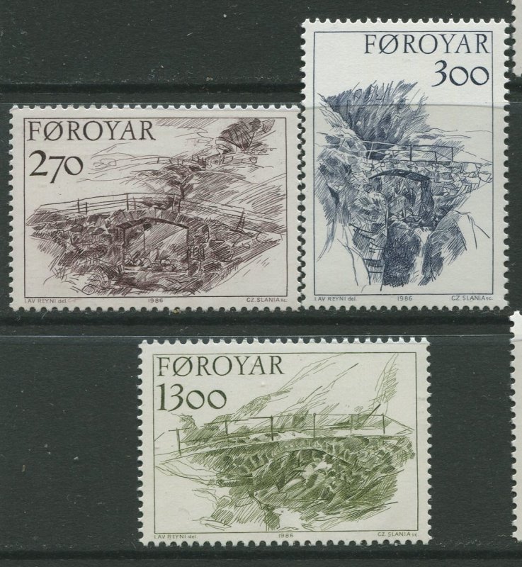 STAMP STATION PERTH Faroe Is.#149-151 Pictorial Definitive Iss. MNH 1986 CV$9.00